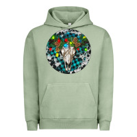 Pigment Oil Green Bull Skull Christmas Urban Hoodie - RanaPortraitStore