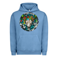 Pigment Pebble Blue Bull Skull Christmas Urban Hoodie - RanaPortraitStore