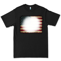 Black American Flag Bleach Effect Premium Tee - CowCowDesign
