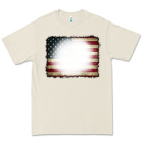 Bone American Flag Bleach Effect Premium Tee - CowCowDesign