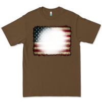 Cacao American Flag Bleach Effect Premium Tee - CowCowDesign