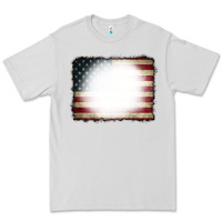 Dove Grey American Flag Bleach Effect Premium Tee - CowCowDesign