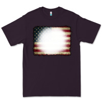 Plum American Flag Bleach Effect Premium Tee - CowCowDesign
