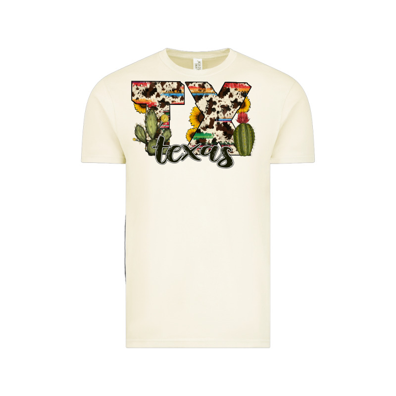 Texas State Cowhide Serape Cactus Vintage Tee by RanaPortraitStore | Teevron