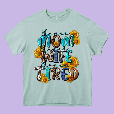 Super Mom Super Wife Super Tired Heavy Core Tee Designed By Cowgirlartshop