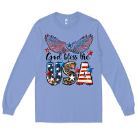Colony Blue Western God Bless The USA 4th of July Long Sleeve Tee - LillyAllenDesigns