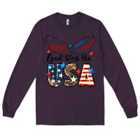 Plum Western God Bless The USA 4th of July Long Sleeve Tee - LillyAllenDesigns