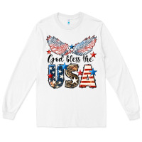 White Western God Bless The USA 4th of July Long Sleeve Tee - LillyAllenDesigns