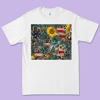 America Flag Leopard Gemstone Sunflower Premium Tee Designed By Cowcowdesign