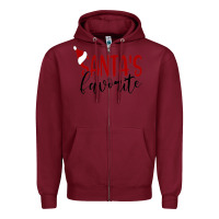 Burgundy Santa's Favorite Ho Zipper Hoodie - DesigneFamous