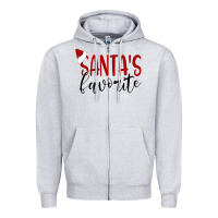 Heather Grey Santa's Favorite Ho Zipper Hoodie - DesigneFamous
