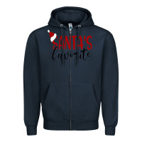 Navy Santa's Favorite Ho Zipper Hoodie - DesigneFamous