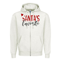 Oatmeal Heather Santa's Favorite Ho Zipper Hoodie - DesigneFamous