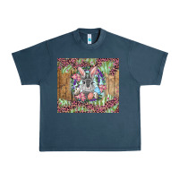 Midnight Navy Easter bunny with floral wreath and leopard Urban Heavy Tee - RanaPortraitStore