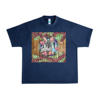 Navy Easter bunny with floral wreath and leopard Urban Heavy Tee - RanaPortraitStore