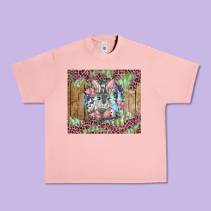 Easter Bunny With Floral Wreath And Leopard Urban Heavy Tee Designed By Ranaportraitstore