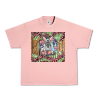 Salmon Easter bunny with floral wreath and leopard Urban Heavy Tee - RanaPortraitStore