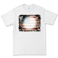 White American Flag Cowhide Leopard Bleach Effect Premium Tee - CowCowDesign