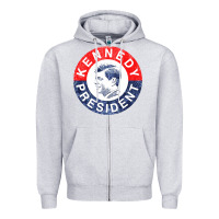 Heather Grey vintage 1960 kennedy for president Zipper Hoodie - DesigneFamous