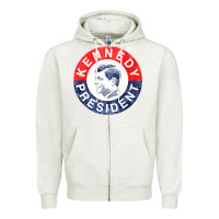 Oatmeal Heather vintage 1960 kennedy for president Zipper Hoodie - DesigneFamous