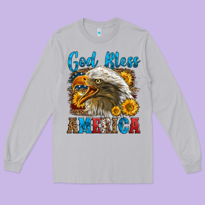 God Bless America Long Sleeve Tee Designed By Lillyallendesigns