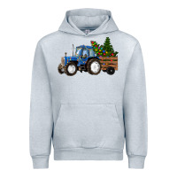 Heather Grey Blue Christmas Tractor Urban Hoodie - RanaPortraitStore