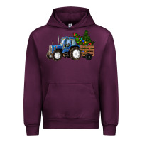 Mauve Wine Blue Christmas Tractor Urban Hoodie - RanaPortraitStore