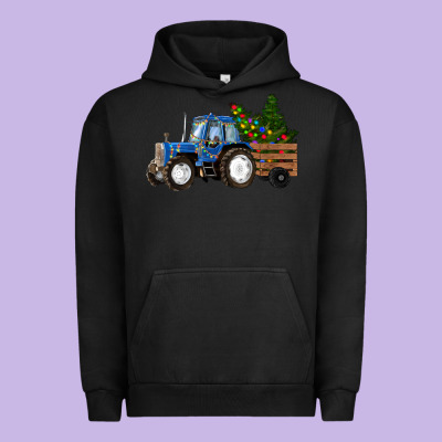 Blue Christmas Tractor Urban Hoodie Designed By Ranaportraitstore