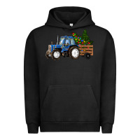 Pigment Black Blue Christmas Tractor Urban Hoodie - RanaPortraitStore