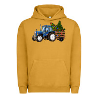 Pigment Peanut Butter Blue Christmas Tractor Urban Hoodie - RanaPortraitStore