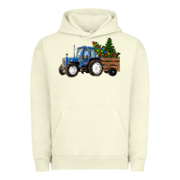 Pigment Pistachio Blue Christmas Tractor Urban Hoodie - RanaPortraitStore