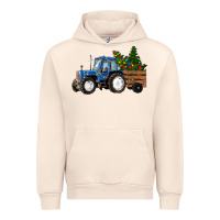 Sandshell Blue Christmas Tractor Urban Hoodie - RanaPortraitStore