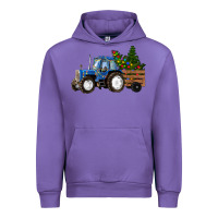 Tulip Blue Christmas Tractor Urban Hoodie - RanaPortraitStore