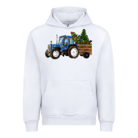 White Blue Christmas Tractor Urban Hoodie - RanaPortraitStore