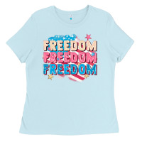 Baby Blue Freedom freedom freedom Ladies Tee - FaDigitalArtStudio