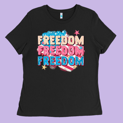 Freedom Freedom Freedom Ladies Tee Designed By Fadigitalartstudio