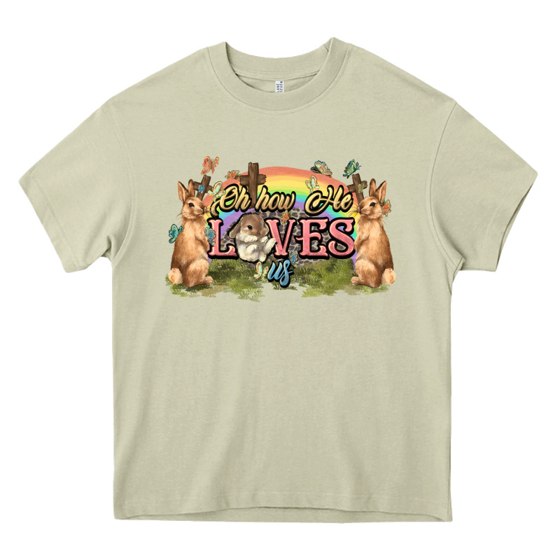 Oh How He Loves Us Cross Easter Day Heavy Core Tee by HowdyJamesFarm | Teevron