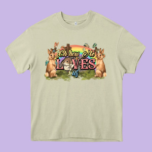 Oh How He Loves Us Cross Easter Day Heavy Core Tee Designed By Howdyjamesfarm
