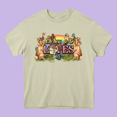 Oh How He Loves Us Cross Easter Day Heavy Core Tee Designed By Howdyjamesfarm