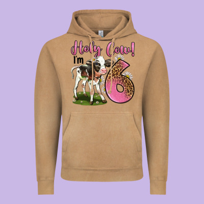 Holy Cow I'm 6 Years Old Vintage Hoodie Designed By Lillyallendesigns