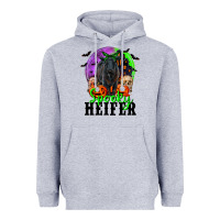 Heather Grey spooky heifer black angus Heavyweight Hoodie - RanaPortraitStore