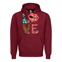 Burgundy valentines love Zipper Hoodie - JahusDesignShop