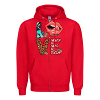 Red valentines love Zipper Hoodie - JahusDesignShop