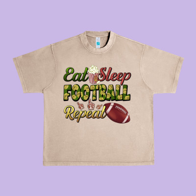Eat Sleep Football Repeat Urban Heavy Tee Designed By Bundleandbundleshop