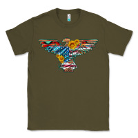 Army Green thunderbird with usa flag and sunflowers Classic Tee - Artiststas