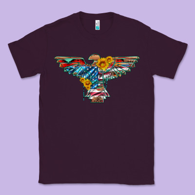 Thunderbird With Usa Flag And Sunflowers Classic Tee Designed By Artiststas