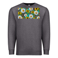 Charcoal Heather Sunflower And Daisy With Leopard Premium Sweatshirt - RanaPortraitStore