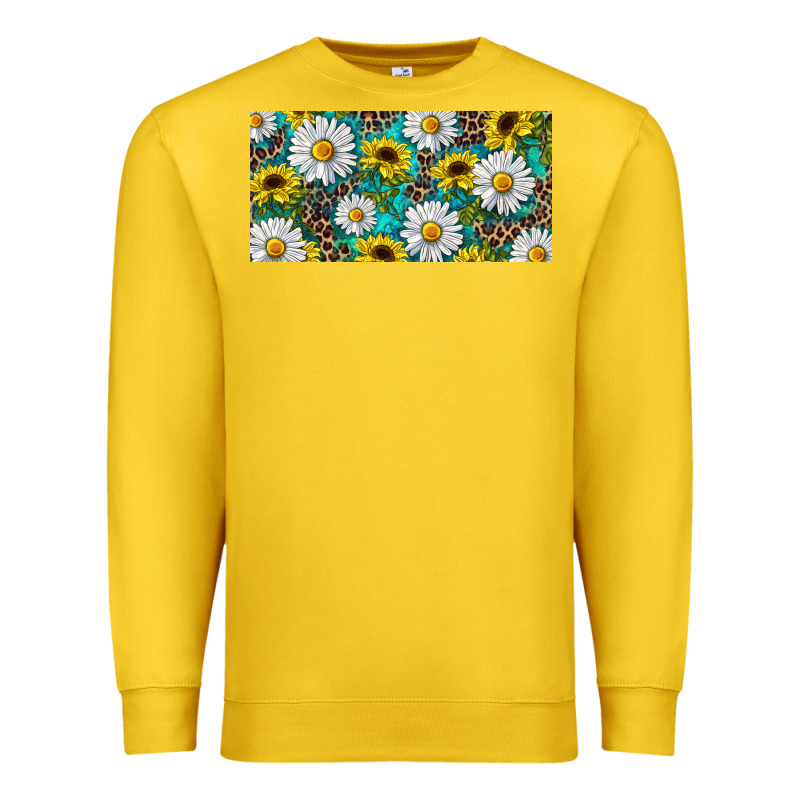 Sunflower And Daisy With Leopard Premium Sweatshirt by RanaPortraitStore | Teevron
