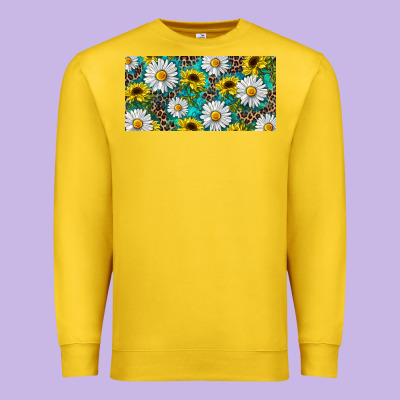 Sunflower And Daisy With Leopard Premium Sweatshirt Designed By Ranaportraitstore