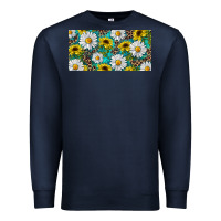 Navy Sunflower And Daisy With Leopard Premium Sweatshirt - RanaPortraitStore